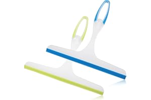 Bewudy Ściągacz do kabiny prysznicowej, krótkie, gumowe ostrze, do mycia prysznica, do lustra, łazienki, okna, podłogi, szkła, 2 szt. (24 x 21 cm)