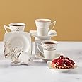 KARACA Autumn Turkish Coffee Cup Set for 6 People - 12 Piece Coffee Cups with Saucers - Small Porcelain Espresso Set - Ideal for Serving Greek, Arabic Coffee (90 ml)