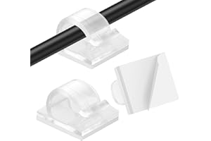 AiQInu 80 Pièces Clips Cable Adhesif, Câbles Crochets Fixation Cable Electrique, Transparent Cordon Clips Organisateur Cable Holder pour Bureau École
