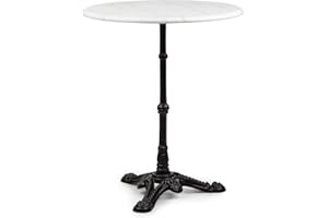 blumfeldt Patras - Table de bistrot avec Bord décoratif, Table Haute avec Pied en Fonte, Table de Bar pour l'intérieur et l'extérieur, imperméable, résistante au Gel, Ø 60cm, Hauteur 71 cm, Blanc