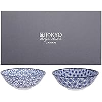 Tokyo Design Studio, Nippon Blue, 2 Cuencos Set, de 2 piezas, diámetro de 21 cm, porcelana de Japón