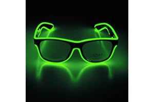 Therlan Led Brille, Neon Party Brille, LED Leuchtbrille, Led Sonnenbrille, LED Kostüme Leuchten Glasses Partybrille für Rave EDM Party (Grün)