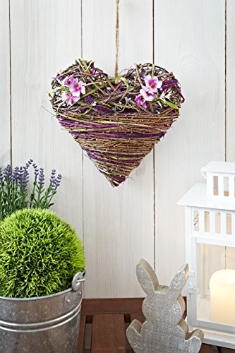 Heitmann Deco 62900 Weiden-Herz,, Weide, Natur/Lila, 25.5 x 25.5 x 10 cm - 2