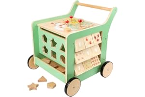 Small Foot 10947 Chariot de marche Move it, en bois certifié 100% FSC, jouet de motricité pour les premiers bébé, multicolore, S