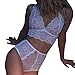 Produktbild MEIbax Clearance frauen dessous - korsett spitzen - blumen push - up top - bh + hosen unterwäsche - set (XXL, Weiß)