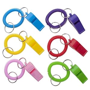 GOGO 12 PCS Spiral Bracelet Keychain Whistles Party Fun Noise Making Christmas Easter Gift Ideas-Assorted-1 pack