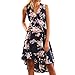 Produktbild Yanhoo Damen Kleid Abend Kleid Schulterfreies Cocktailkleid Jerseykleid Skaterkleid Neue Frauen Sommer Schulterfrei Floral Short Mini Kleid Damen Beach Party Kleider (Dunkelblau, XL)