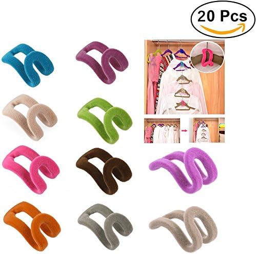 YFMD Anti-slip Mini Flocking Clothes Rack Cascading Hanger Hooks for Perfect to Organise Closet & Save Space(20 pcs)