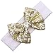 TiaoBug Girls Cotton Band Headdress Sequined Bowknot Photography Hair Bows Headband White Gold