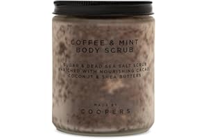 Made By Coopers Coffee Mint Sugar and Dead Sea Salt Body Scrub - Invigorating Exfoliation with Natural Ingredients for Radiant Skin - Energizing Coffee and Mint Infusion - 250g Full Body Treatment