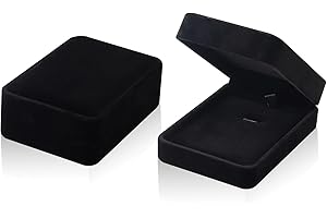 LVZHEN 2Pcs Jewellery Gift Boxes, 10x7x3.8cm Necklace Gift Boxes with Lid Velvet Pendant Gift Box for Birthday Anniversary Presents Christmas Boxes (Black)
