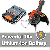Terratek Cordless Strimmer with 2 Batteries & 30 Spare Blades 18/20V Lithium-Ion, Telescopic Lightweight Powerful Grass Trimmer, 25cm Cutting Diameter, Battery & Charger Included