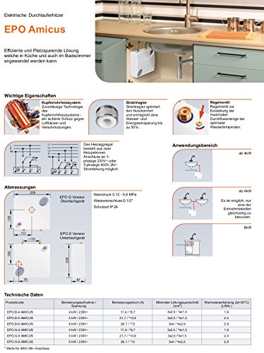 KOSPEL EPO.D Amicus Durchlauferhitzer druckfest Untertisch 4 kW 230V – 400V - 4
