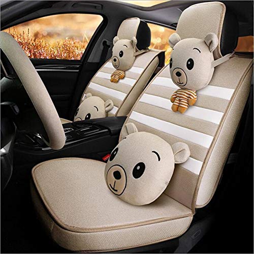 FOOBRTOPOO Car Seat Protector New Car Microfiber Ice Silk Steering Wheel Cover Car Seat Pad (Color : Beige, Size : A)