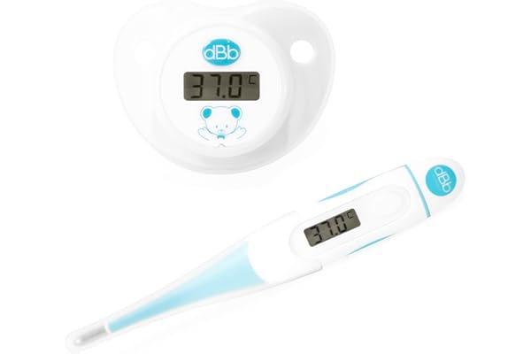 dBb Remond Duo Thermomètres Médicaux Bébé - Thermomètre Digital à Embout Souple, Sucette Thermomètre - Prise Rapide, Précise de Température - Confort, Hygiène - Téterelle en Silicone