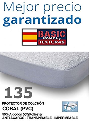 BASIC HOME by TEXTURAS Protector de Colchón CORALINA Impermeable y Transpirable 135X190/200+23 ...