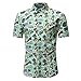 Produktbild URSING Herren Hemd Retro Blumen Gedruckt Bluse Casual Kurzarm Slim Fit Shirts Sommer Tops Herrenhemden Hawaiihemd Freizeithemd Strandhemd Urlaub Freizeit Reise Hemd Party Hemd (M, Grün)