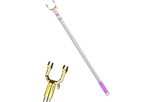 LONGGOUK Wardrobe Hook Pole, the Newly Upgraded 1.5 Meters (59in) Retractable Pole Hook, Tretractable Clothing Reach Pole, Hanger Pole Suitable for Wardrobe, Clothes Line, Closet Hook, Clothes Rail (Purple)