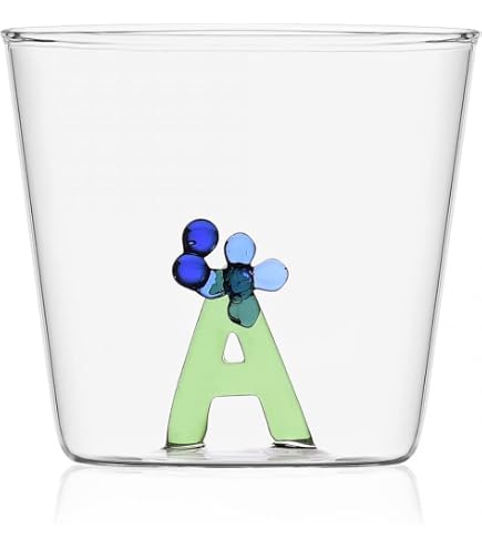Ichendorf Tazza Mug in vetro con alfabeto fiorito Bloom lettera D - 47 cl