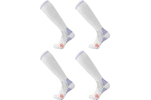 Odtmger Kompressionssocken (2 Paar) für Männer und Frauen 20-30 mmHg Kompressionsstrümpfe Durchblutung für Radfahren Laufen Stützsocken (L/XL, White)