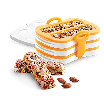 Tescoma 643188 Moule et Presse en Silicone pour Barres de céréales, Jaune/Blanc