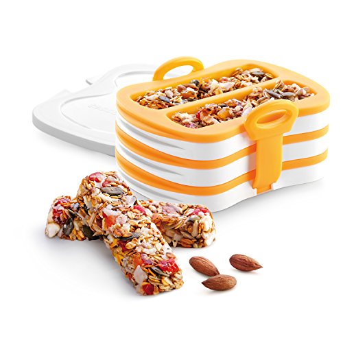 Tescoma 643188 Moule et Presse en Silicone pour Barres de céréales, Jaune/Blanc