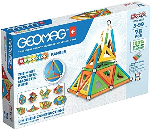 Geomag - Supercolor Costruzioni Magnetiche Per Bambini, Giocattolo Magnetico Linea Green 100% Plastica Riciclata, 78 Pezzi