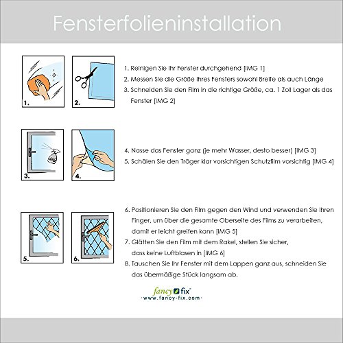 Fancy-fix Fensterfolie Dekorfolie Sichtschutzfolie Statische Folie Selbsthaftend (ohne Kleber) Milchglasfolie 90x200cm - 7
