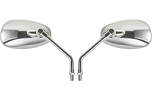 Auzkong Motorcycle Mirrors Chrome, Universal 10mm Motorcycle Rear View Side Mirrors Handle Bar End Chrome Motorcycle Mirrors