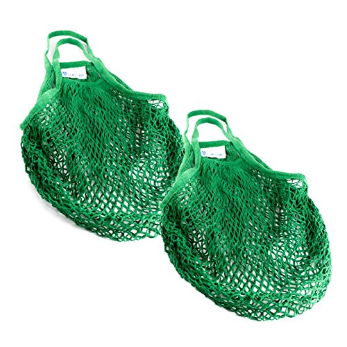 Lantelme 5988 Einkaufsnetz XL aus Baumwolle Farbe grün - 2 Stück Set - Die Umweltschonende Einkaufsmethode