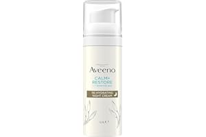 AVEENO Face CALM+RESTORE Re-Hydrating Night Cream (1 x 50ml), Fragrance-Free Face Care, Intensely Nourishes and Moisturises with Shea Butter, Prebiotic Oat and Calming Feverfew, For Sensitive Skin