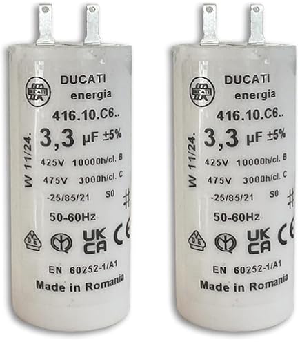 Lot De 4 Condensateurs 5,5 µF Pour Moteur Volet Roulant - Compatible SOMFY, SIMU, NICE - 10 000 Heures Durée De Vie - Cosses Faston 2,8 Mm