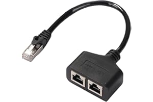 NOVSTUF Adattatore Ethernet RJ45 Divisore, Cavo Accoppiatore RJ45 LAN Splitter Connettore Splitter Ethernet da 1 a 2 per Cat5, Cat5e, CAT6, Cat7 Sdoppiatore Etherne per Connessione a Banda Larga Home Office