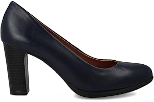 PAYMA - Scarpe da Donna con Tacco in Pelle. Soletta in Gel Integrata. Fatto in Spagna. Tacco a Blocco in 3 Altezze: Alto, Medio e Basso. Nero, Blu, Rosso e Marrone