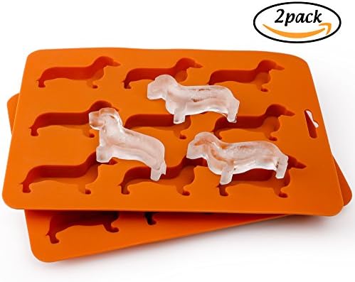 Kayaso Dachshund Dog Shaped Silicone Ice Cube Molds and Tray, 2 Pack
