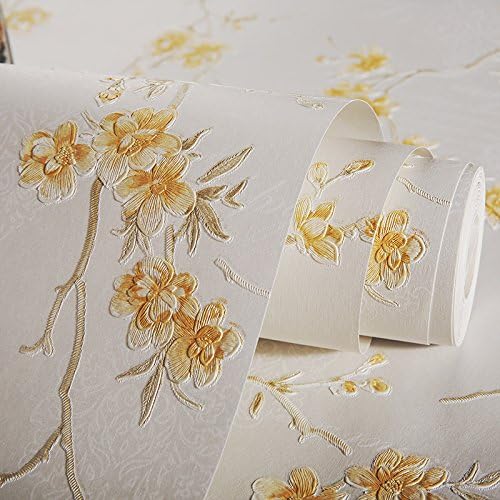 Loaest Warm Pastoral Wallpaper Wall Tv Background Wall Bedroom Stereo Plum Small Suihua Environmental Non-Woven Wallpaper The Living Room,Yellow Polka
