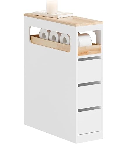 Armoire de rangement à tiroir de 20 cm de large, pour salle de bain, chevet, espace étroit, étagère de cuisine, organisateur (blanc rose, 7 couches