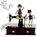 CocoTop Lover Couple Design Plastic Music Box with Wind-up Vintage Mini Sewing Machine Movement for Desk Decoration & Gifts