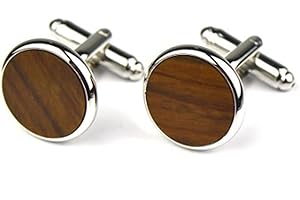 DEAUTIE Elegante Runde Holz Manschettenknöpfe - Modische Hochzeit Anzug Herren Accessoires