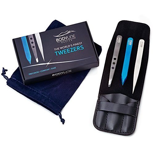 Bodyline Basics Stainless Steel Tweezers with Faux Leather Case