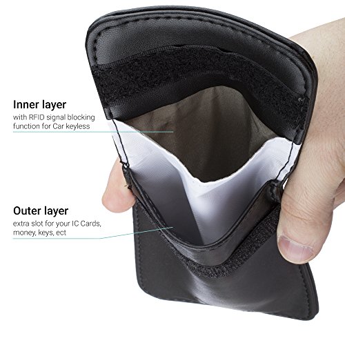 Sac de Blocage anti RFID Protection Étui Housse Noir pour Clés Keyless Go de Moozy® - Keyless Protection Anti Onde Bloqueur Signal GSM RFID Blocker