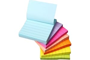 NUOSHEN 7 pcs 560 Sheets Lined Stick Notes, 7.5 * 7.5cm / 3x3 in Super Sticky Notes 7 Bright Colors Lined Self-Stick Note for Office School and Home