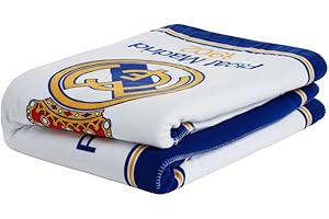 ARDITEX, Real Madrid Manta Polar, Manta para Sofa de Coralina, Tacto Súper Suave y Gran Capacidad de Abrigo, Poliester de 200gsm, 150 x 95 Centimetros (Blanco)