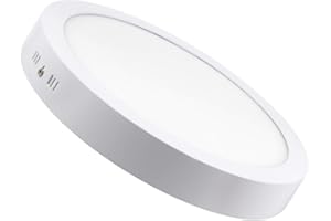 MUNDDY Downlight LED Panel Superficie Redondo, iluminacion 6W 12W 20W 25W, marco blanco. 3000K 4000K 6000K Driver Incluido. (6000k Blanco Frío, 20W)