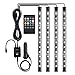 Produktbild LE 4er LED Streifen Auto Atmosphäre, Auto Lichtleiste mit Fernbedienung, Auto RGB Innenbeleuchtung, DC12V Auto Strip, 12 LEDs per Stück, Innenraumbeleuchtung