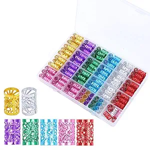210 Pcs Deadlocks Beads Aluminum Hair Cuffs Multi Color Adjustable Metal Cuffs Dreadlock Jewelry Hair Braiding Beads Hair Decorations Clips (Multi Color)