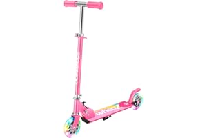wheoZ Trottinette pour Enfants Pliable avec 2 Roues Lumineuses 3 Hauteur Guidon réglable alu 3-8 Ans Jusqu'à 110lbs…