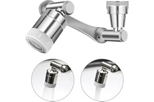 Wisada Universal Wasserhahn Strahlregler, 1440° drehbarer Wasserhahn-Sprühkopf, Wasserhahn Küche mit 2 Sprühmodus, Ausziehbar Edelstahl Wasserhähne Aufsatz（Silber）