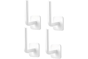 CHIHUTOWN 4 Pcs Curtain Holders, Self-Adhesive Hooks, L-Shaped Curtain Holdbacks, No Drill Curtain Pull Backs for Kitchen Living Room Office (White)