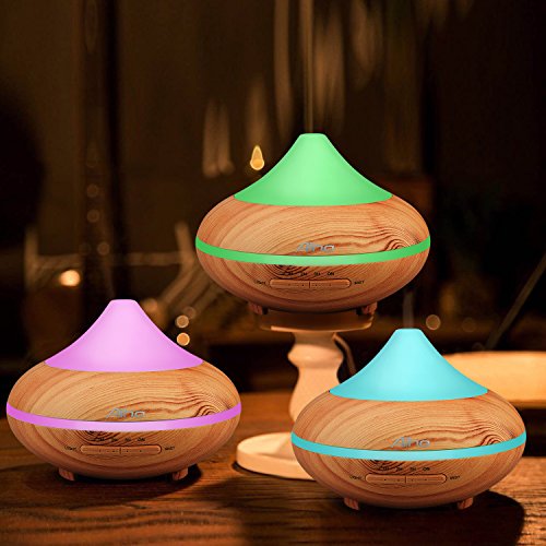 Aroma Diffuser Aiho 200ml Luftbefeuchter Ultraschall Humidifier Vernebler Öl Düfte Diffusor Duftlampe Elektrisch Holzmaserung LED mit 7 Farben einstellbarer Niedrigwasserschutz für Babies Yoga Kindergarten Schlafzimmer Büro - 4